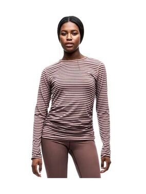 Indyeva Milgan IiiStriped Long-Sleeve Crewneck in Sepia Rose/Muddy Stripe